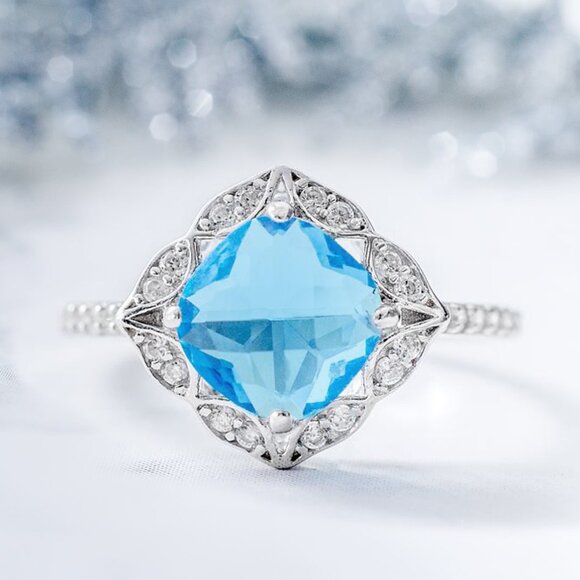 Blue Topaz Gem vintage style ring, size 7, 925 Sterling Silver Charmed Aroma - Picture 9 of 9